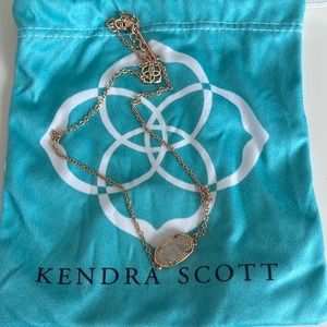 Kendra Scott Elisa Rose Gold Pendant Necklace in Iridescent Drusy